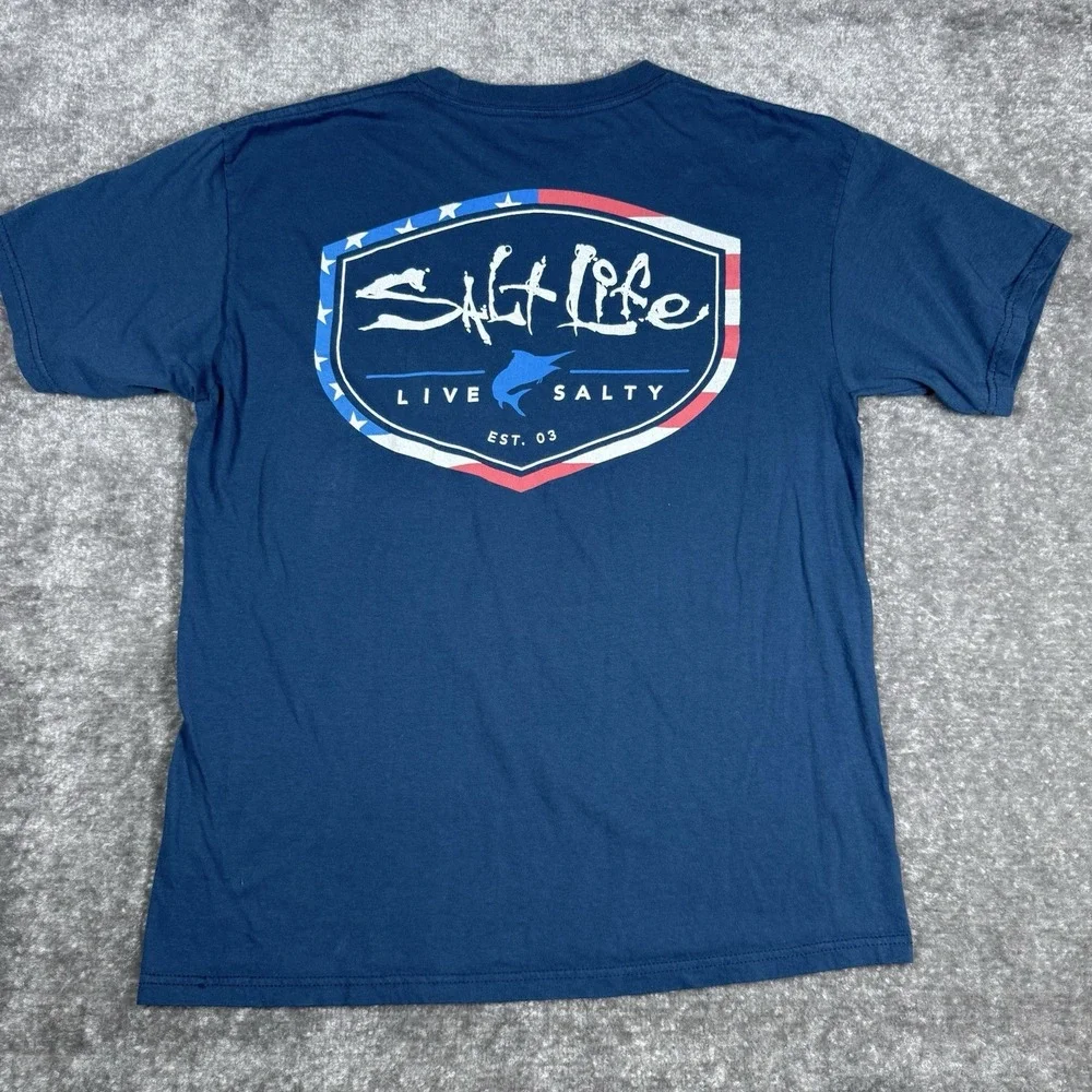 2-Salt Life T-Shirt‎ Men's Medium Shirt Sleeve Crew Neck Shirt Sleeve Fishing - Picture 3 of 10